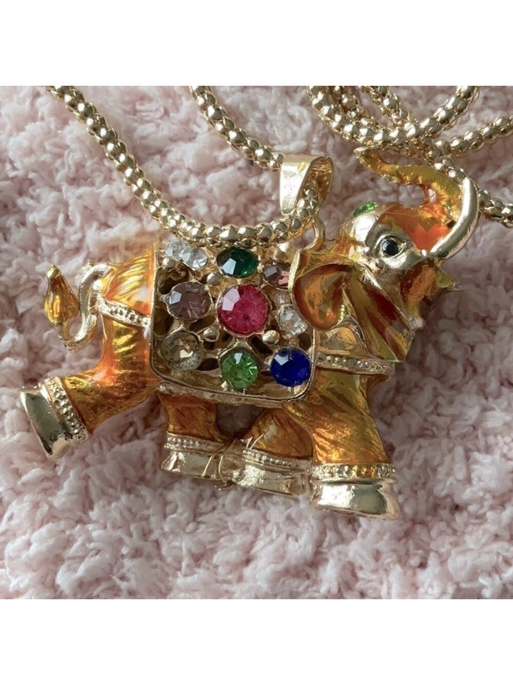 Betsey Johnson Gold Rhinestone Crystal Elephant 3D